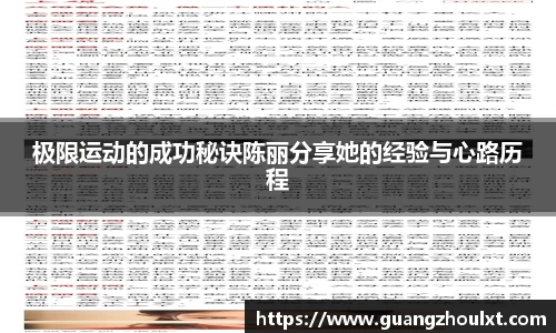 极限运动的成功秘诀陈丽分享她的经验与心路历程